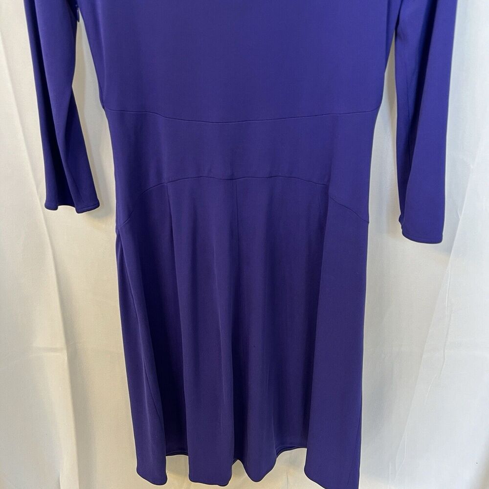 Issa London Purple 100% Silk Sheath Midi Dress Sz 6 3/4 Sleeve Cocktail Wedding - Picture 13 of 16